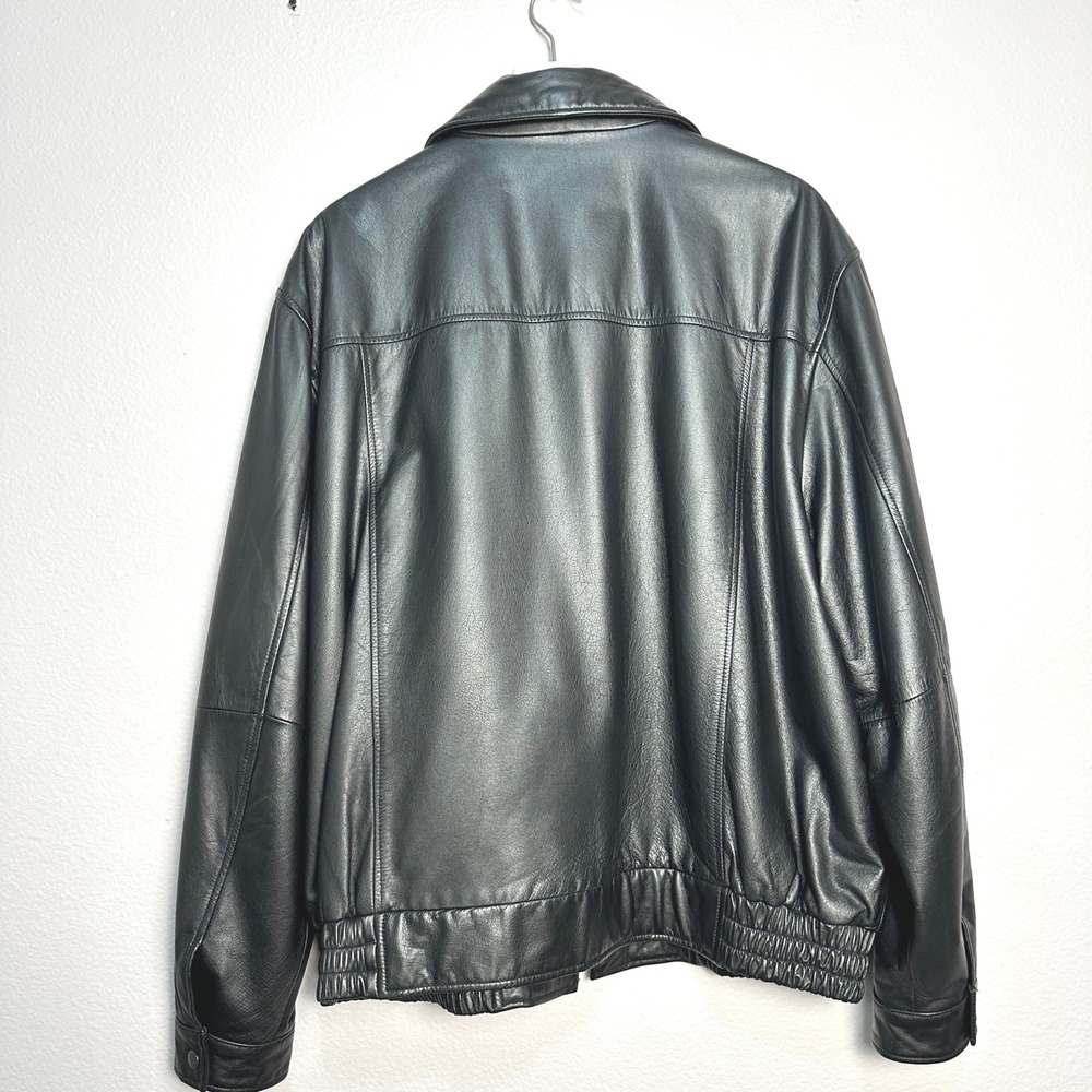 Vintage Charles Klein Mens Black Leather Bomber Jacket XXL Full Zip Outerwear - Picture 8 of 13